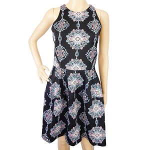 🌸3/$25 Mossimo Blue & Black Geo Medallion Print Fit & Flare Midi Dress, Size S